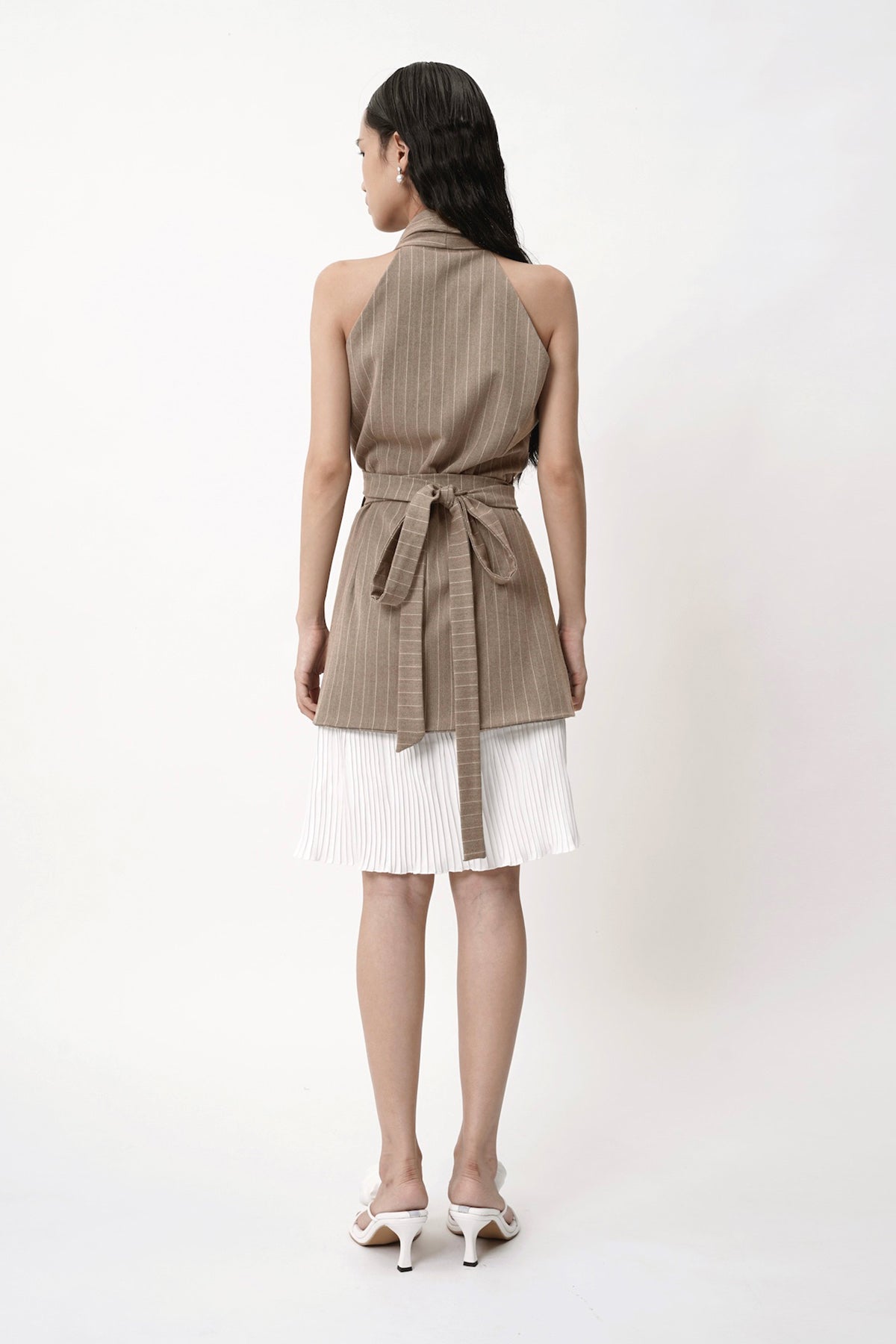 Sorley Wrap Dress In Brown Stripes (3 LEFT)