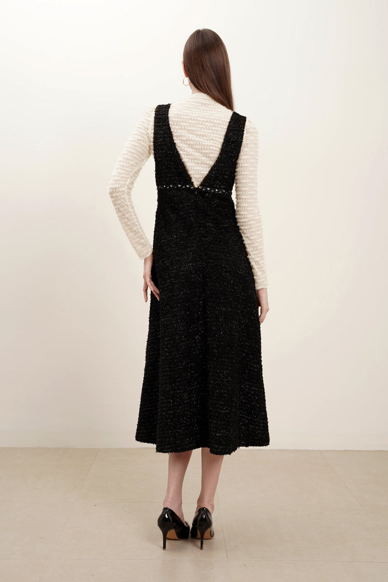 Levan Tweed Overall Dress In Black