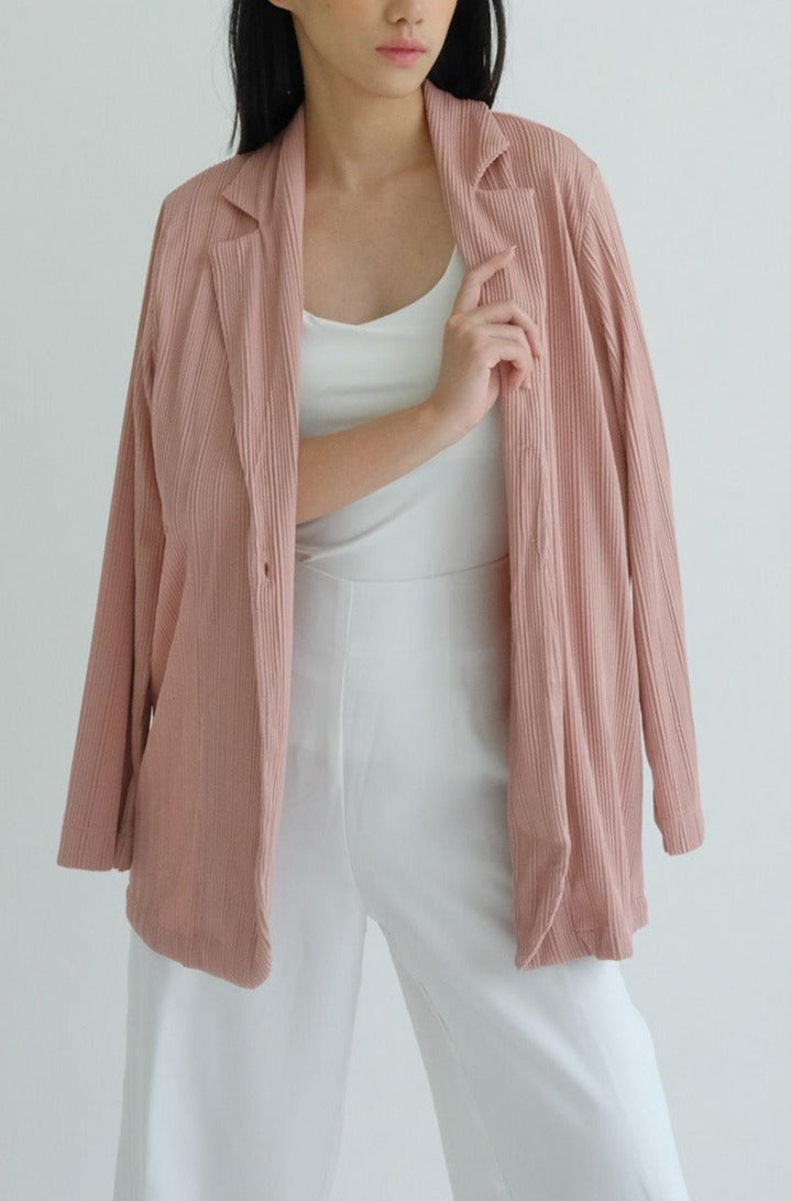 Belle Knit Blazer In Pink