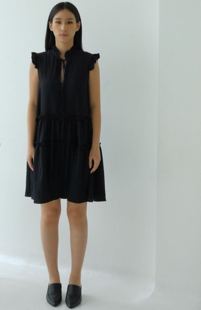 Hazel Tiered Dress In Black (1 LEFT)