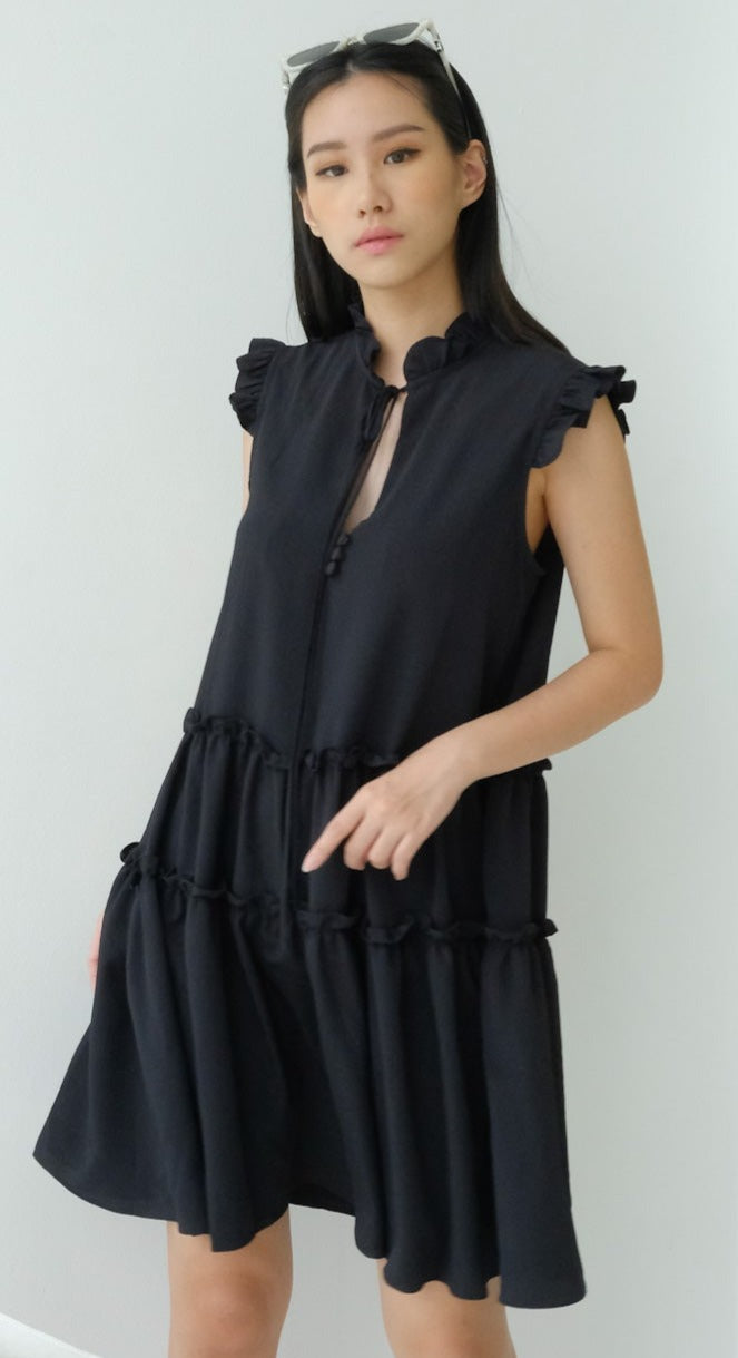 Hazel Tiered Dress In Black (1 LEFT)