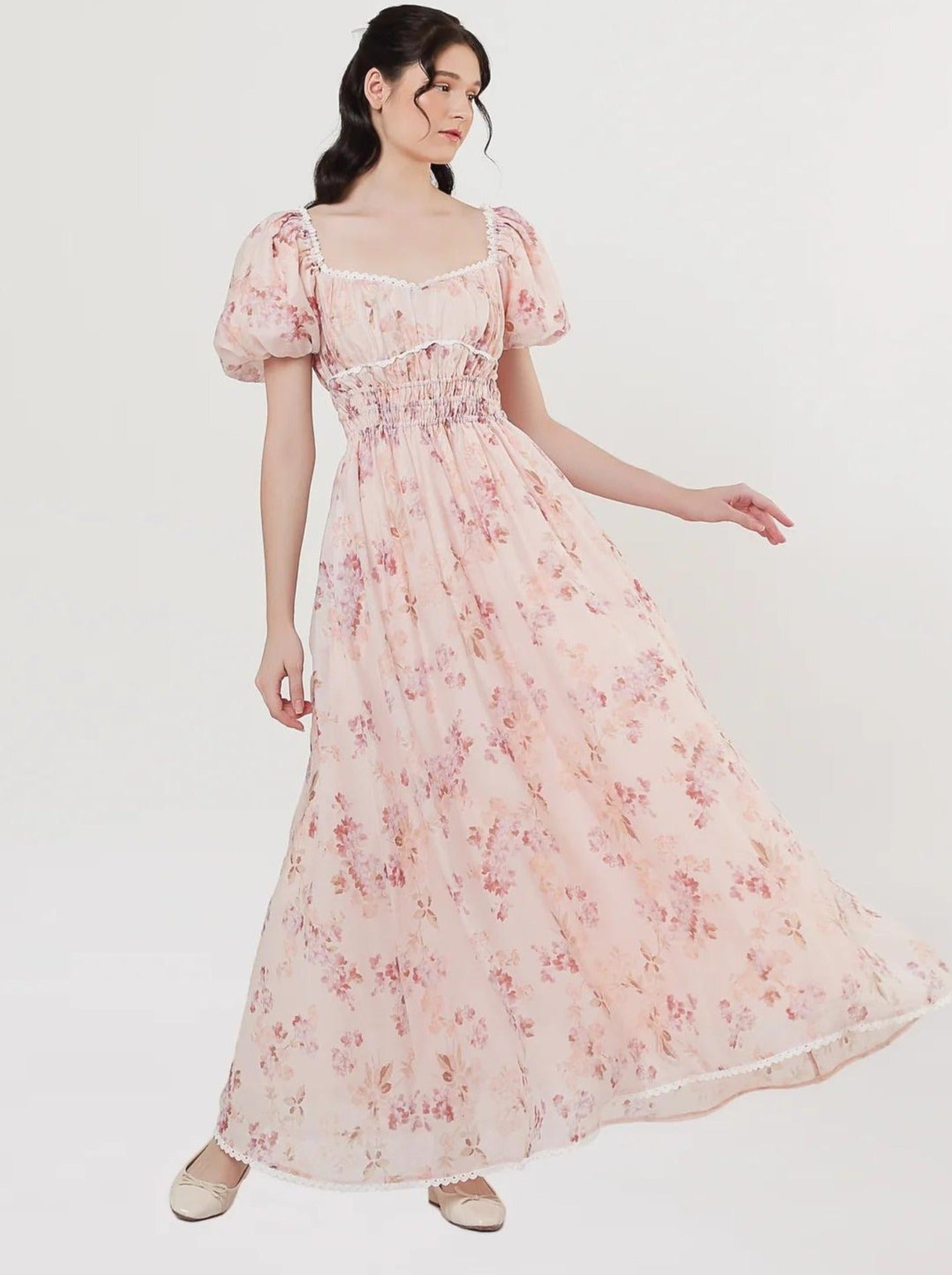 Isabella Dress in Floral Pink