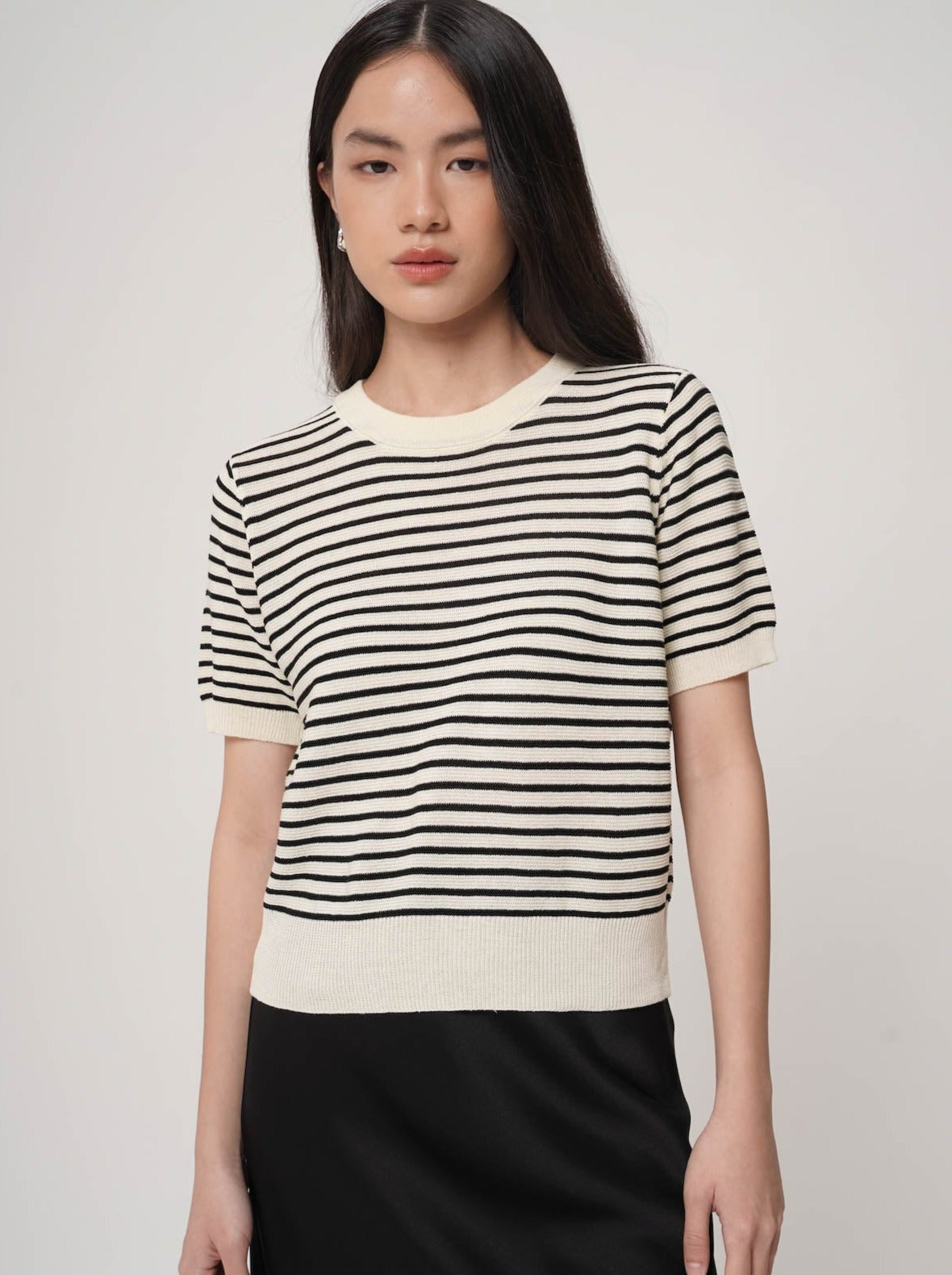 Hyori Top In White Stripes