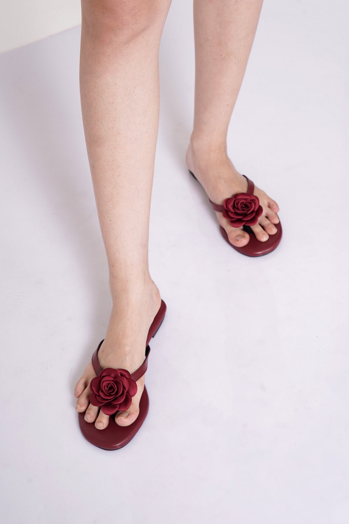 Cherry Red Camellia Sandals