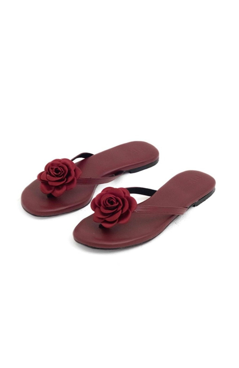 Cherry Red Camellia Sandals