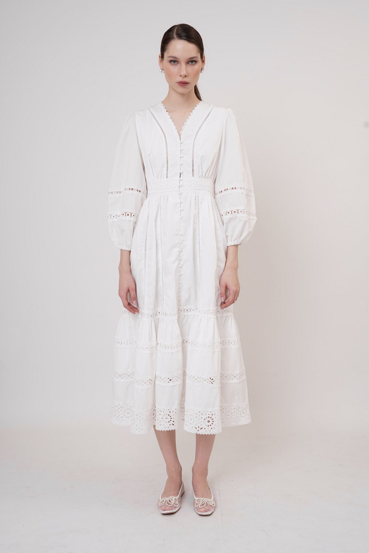 Emelia Midi Dress In White