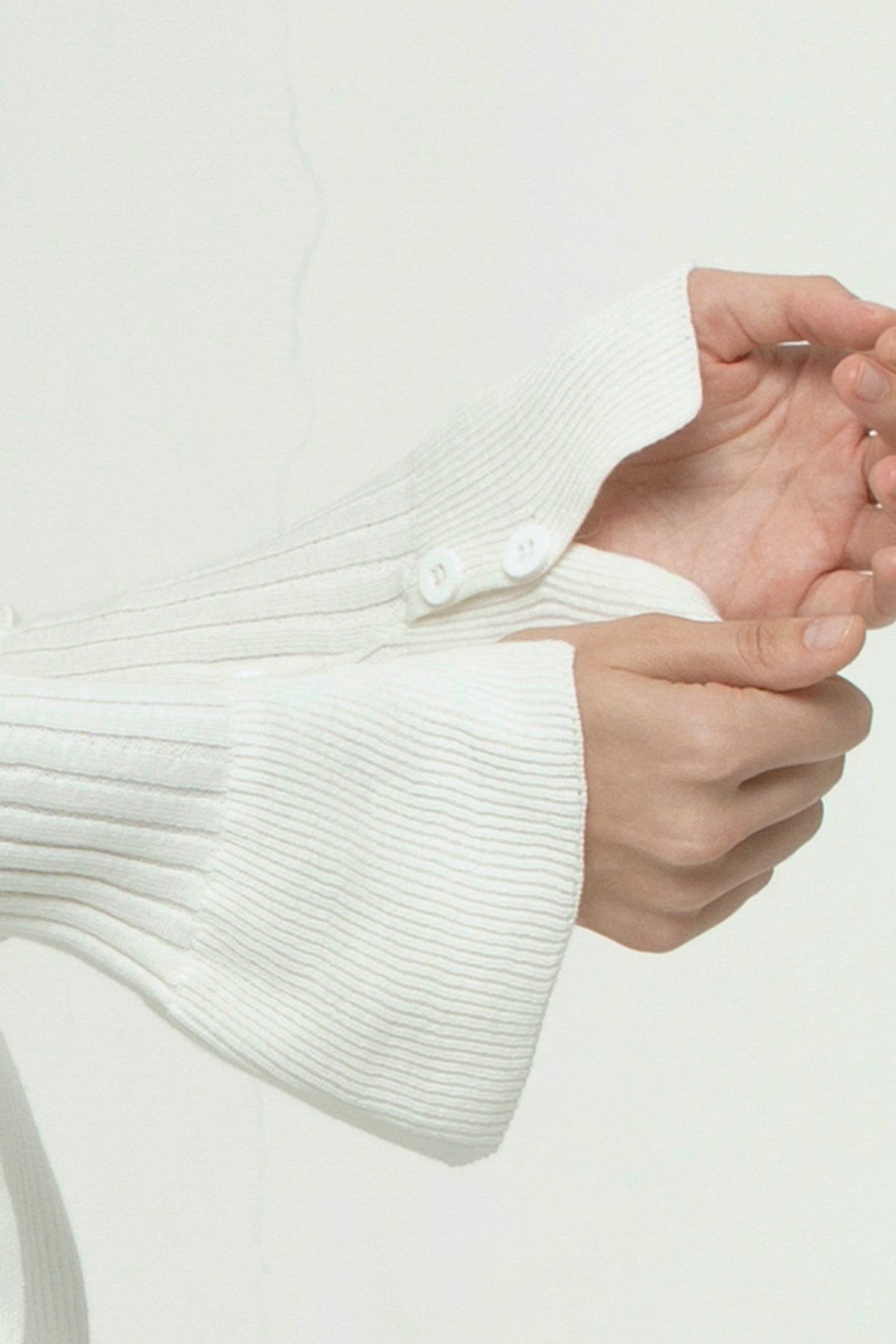 White Bell-sleeve Knit Shirt (1 Left)