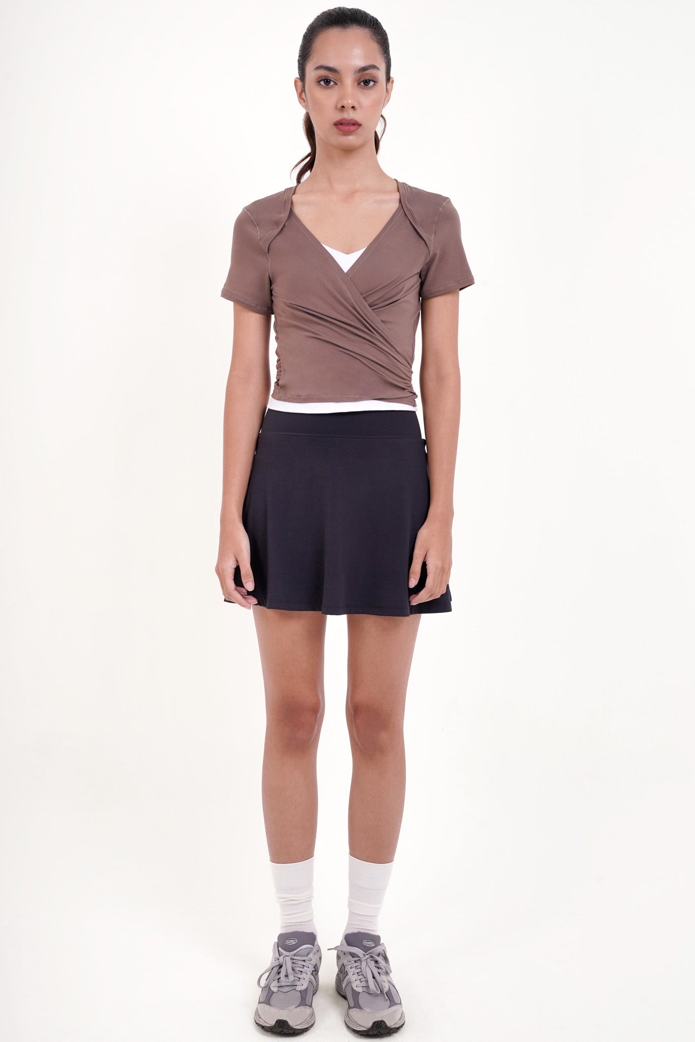 Aira Wrap Top in Mocha