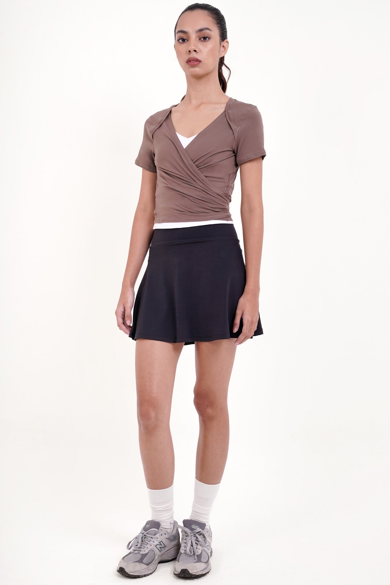 Aira Wrap Top in Mocha