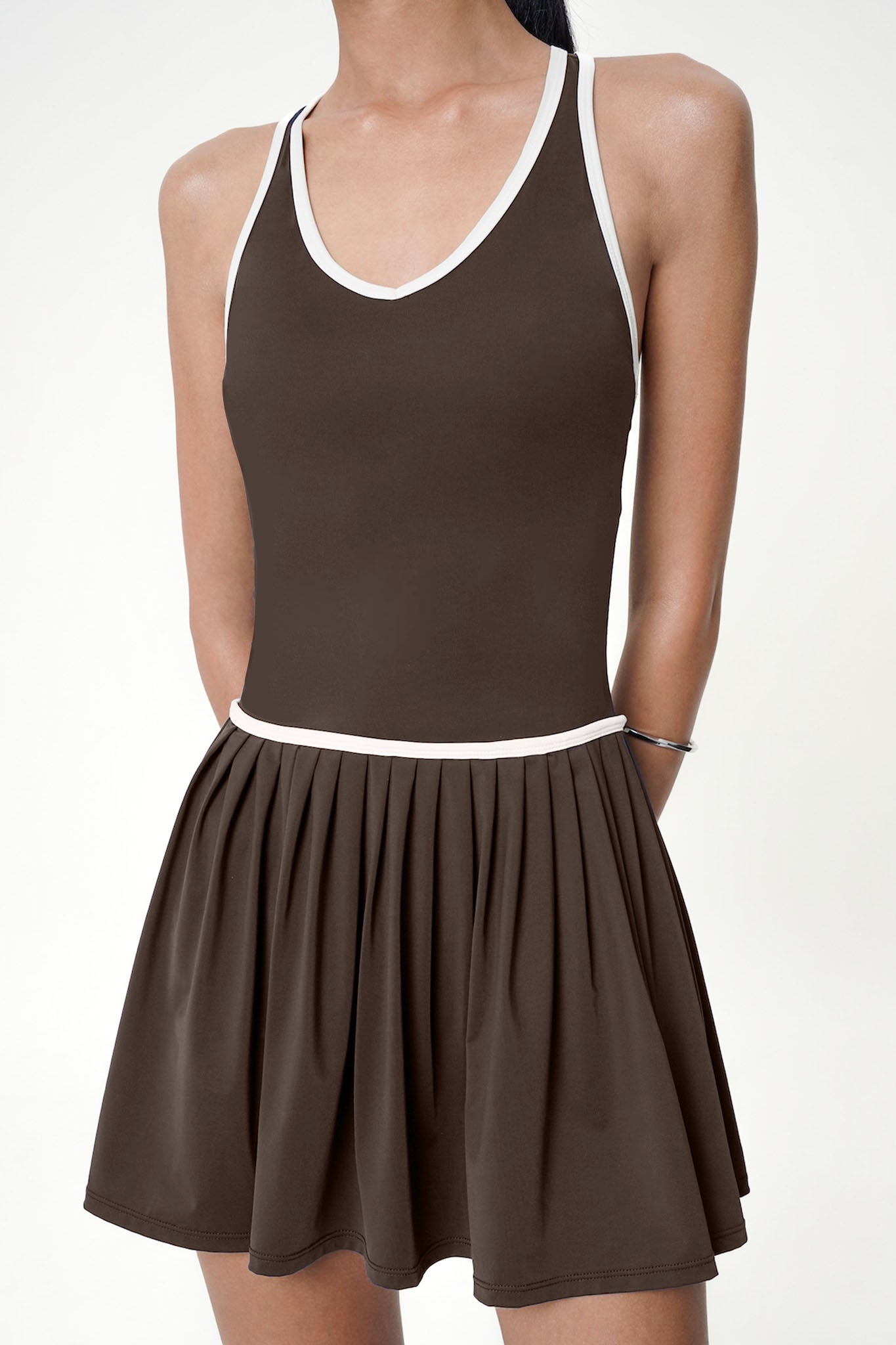 Limitless Contrast Dress in Espresso