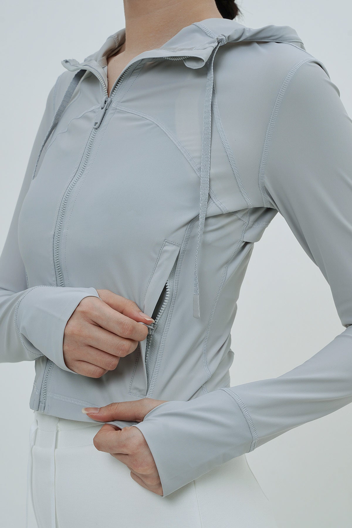 Lightweight Cropped Jacket in Fog Grey