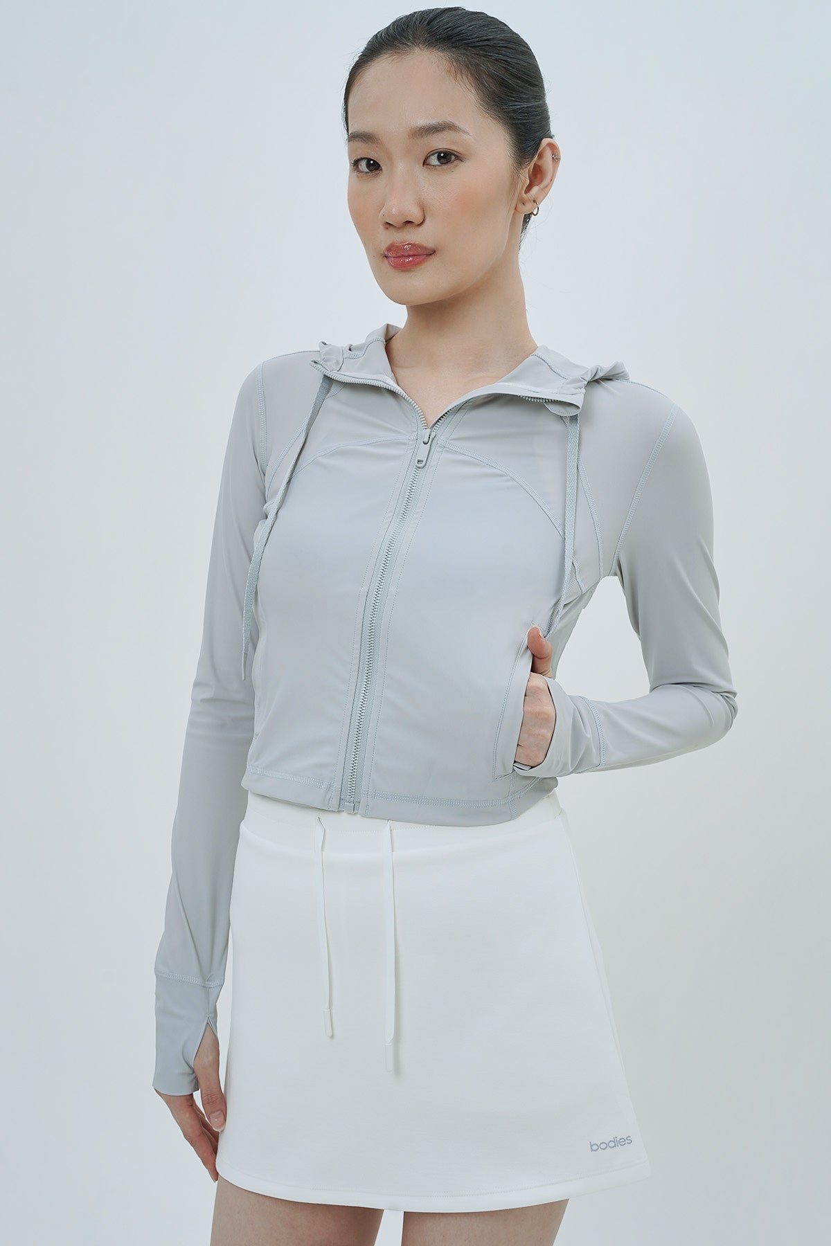 Lightweight Cropped Jacket in Fog Grey