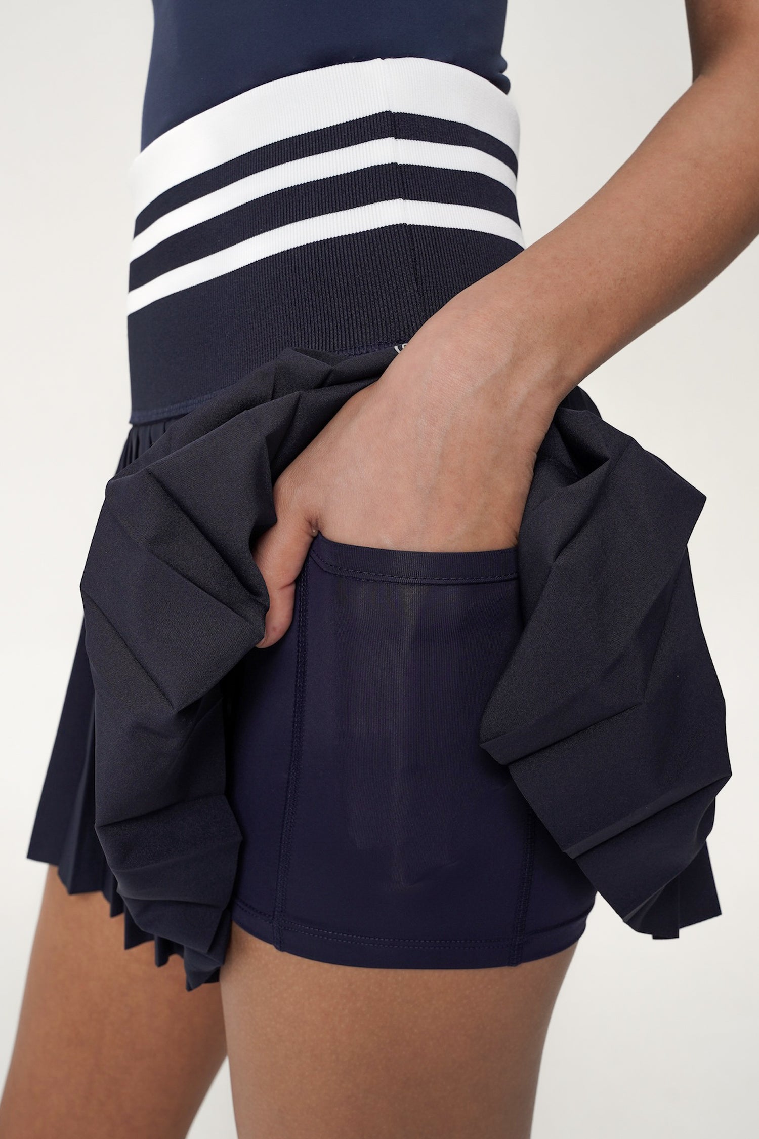 Sideline Pleated Skirt in Midnight Navy
