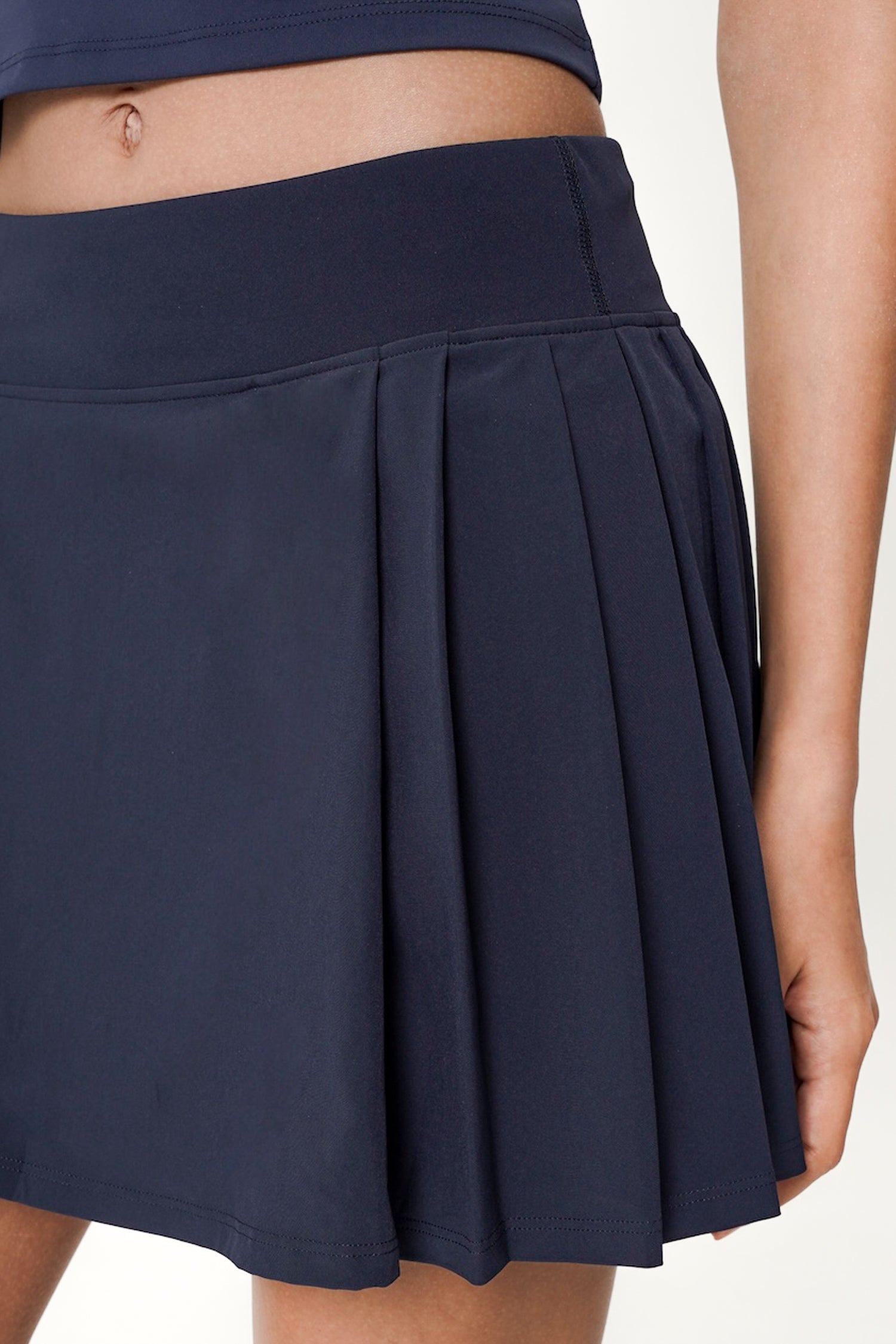 Headline Side-Pleated Skirt in Midnight Navy