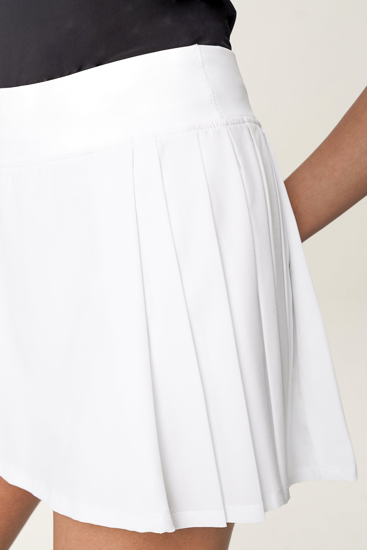 Headline Side-Pleated Skirt in White
