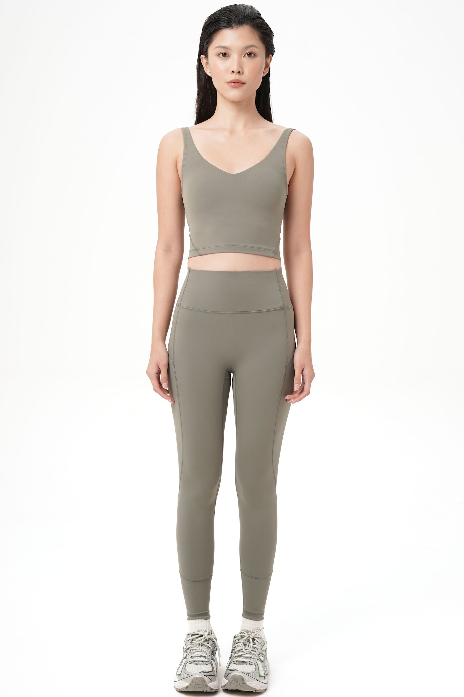 Persona Cropped Bra Tank in Moss