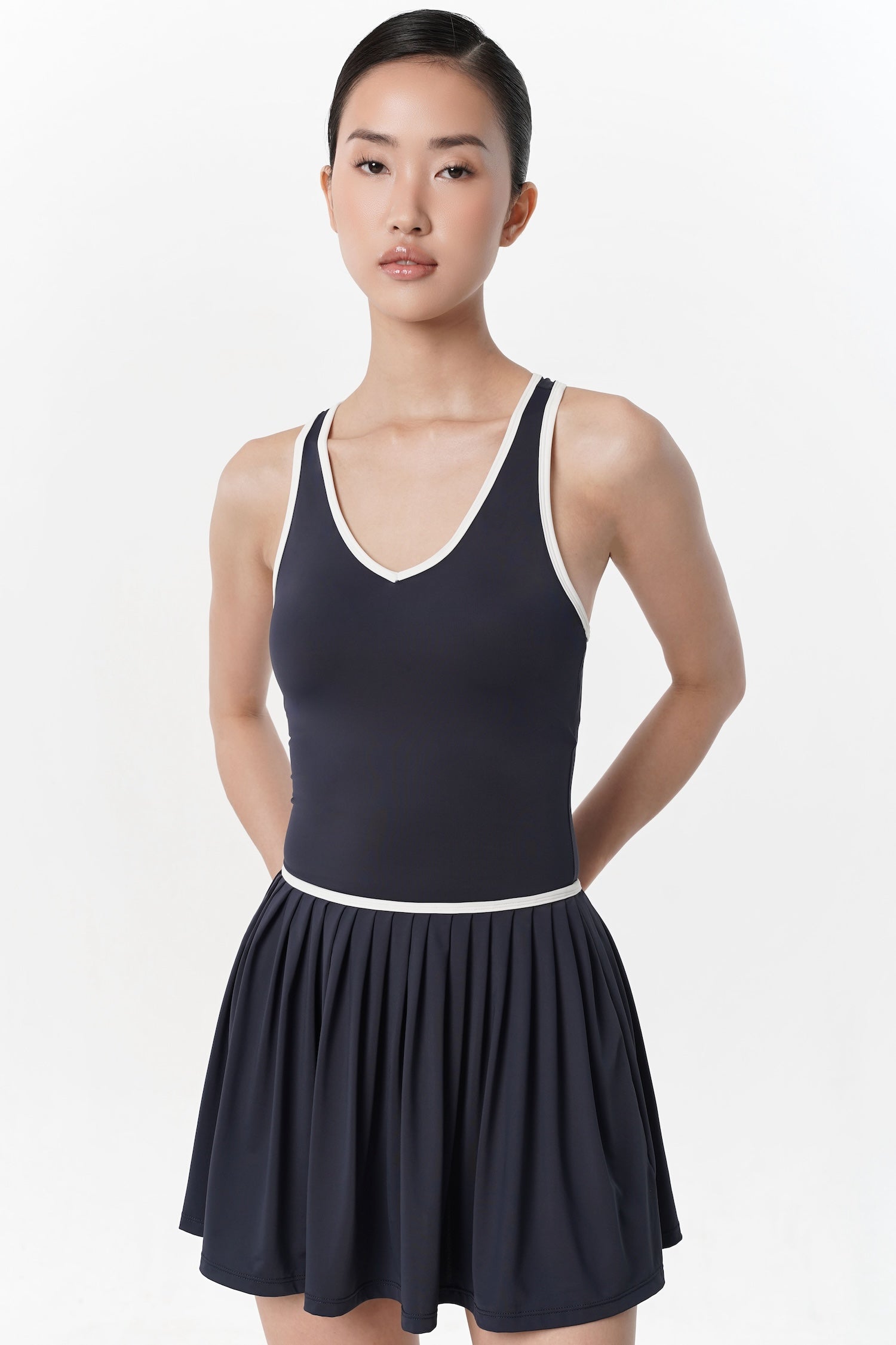 Limitless Contrast Dress in Navy