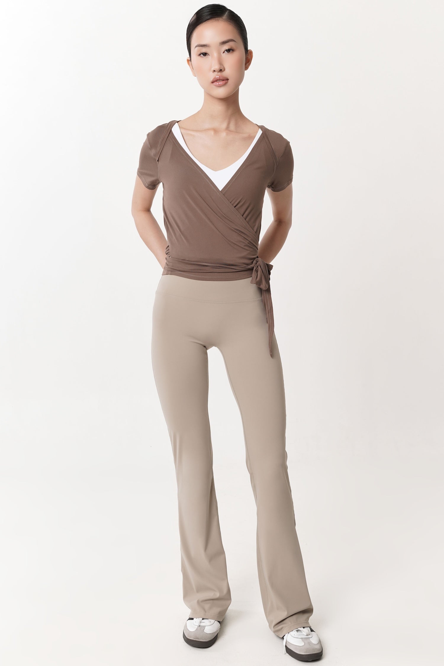 Aira Wrap Top in Mocha