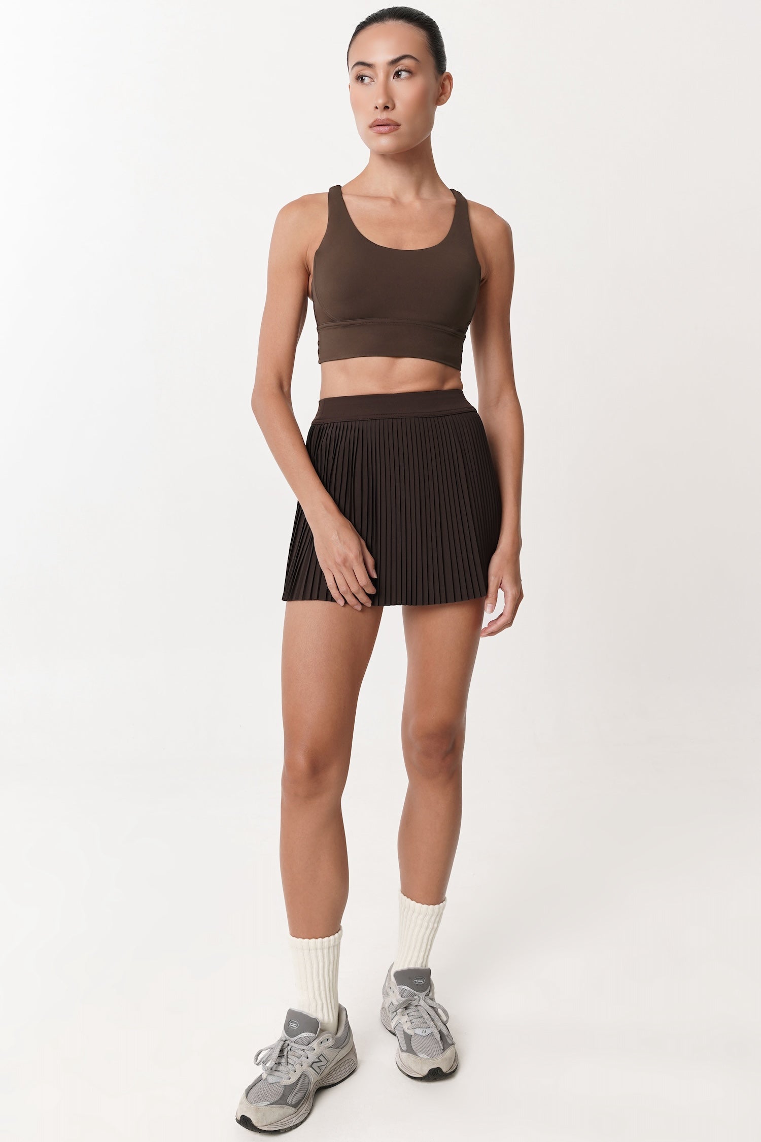 Glint Pleated Skirt in Espresso