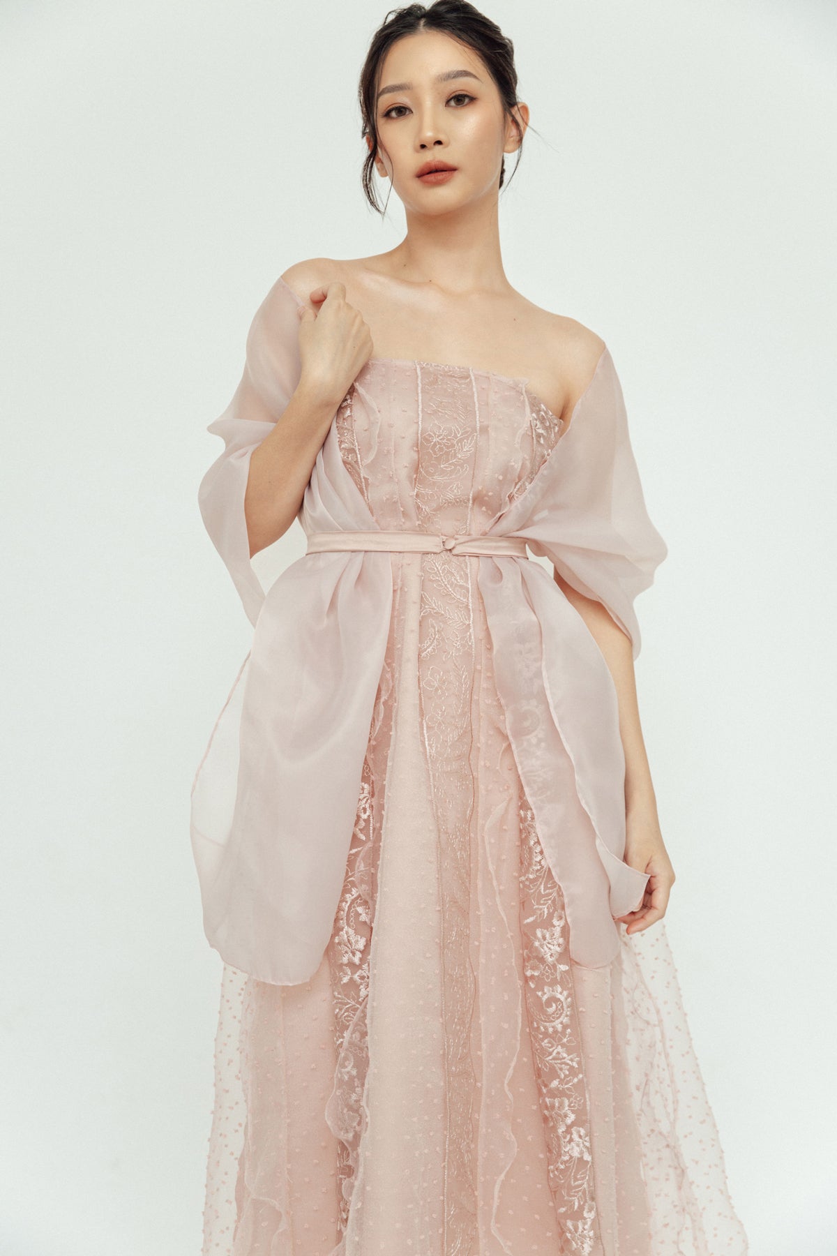 Gilian Dress In Pink With Outer