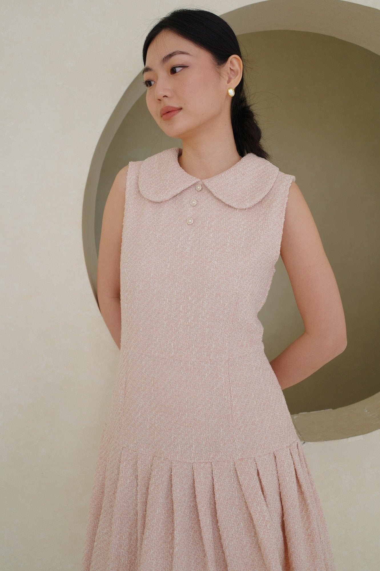 Fiore Tweed Dress In Pink