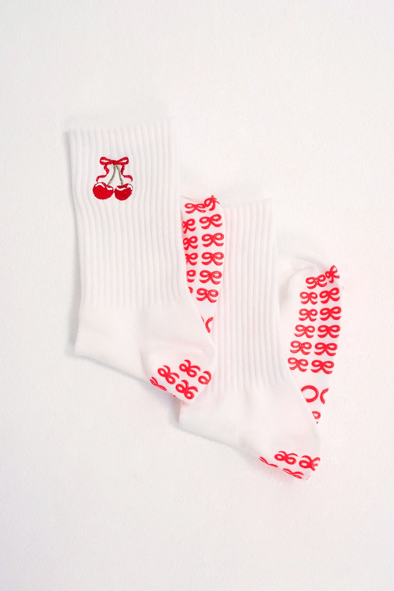 Cherry Good Grip Socks in White