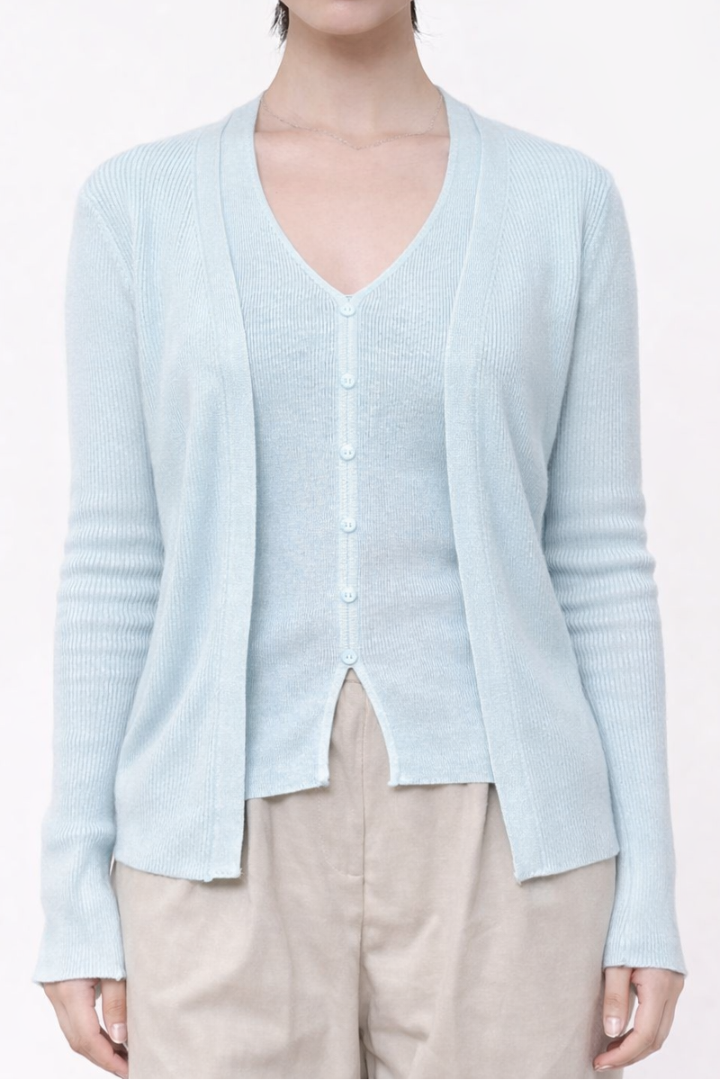 Liora Two-Piece Halter Knit Top In Baby Blue