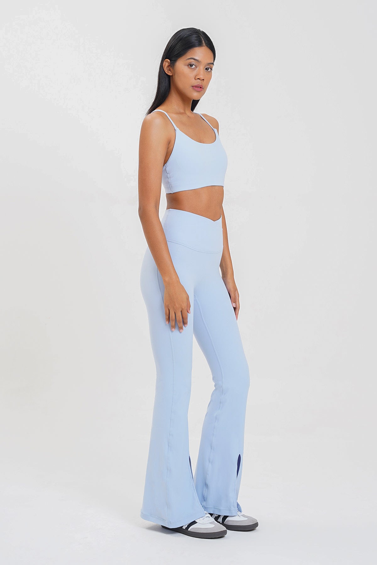 Ideal Slit Flare Pants in Light Blue - Restock