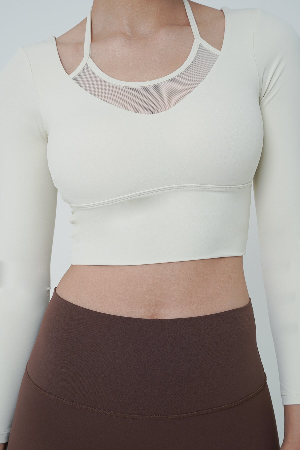 Ignite Long Sleeve Bra Top in Ivory