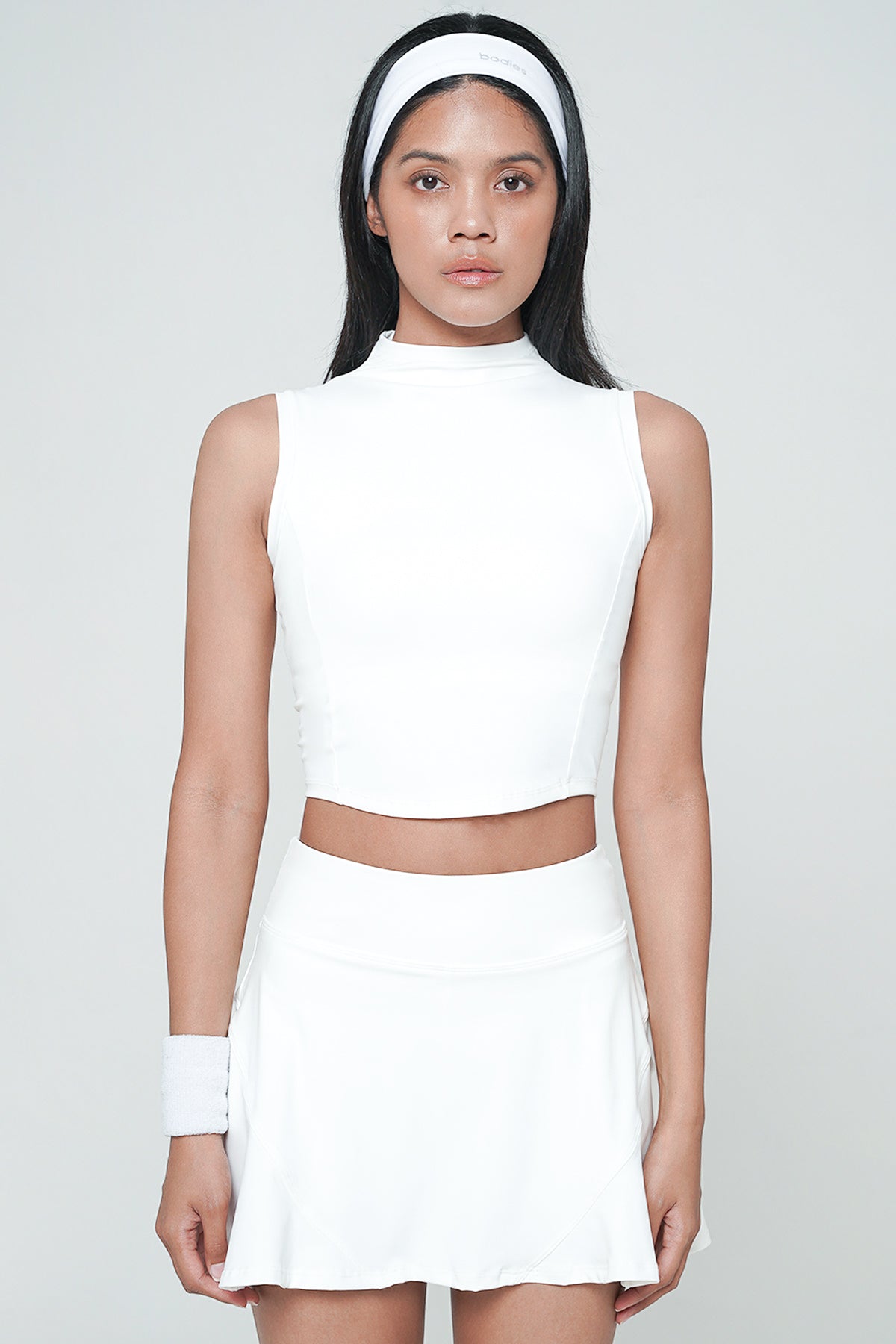 Volley Turtleneck Tank Bra in White