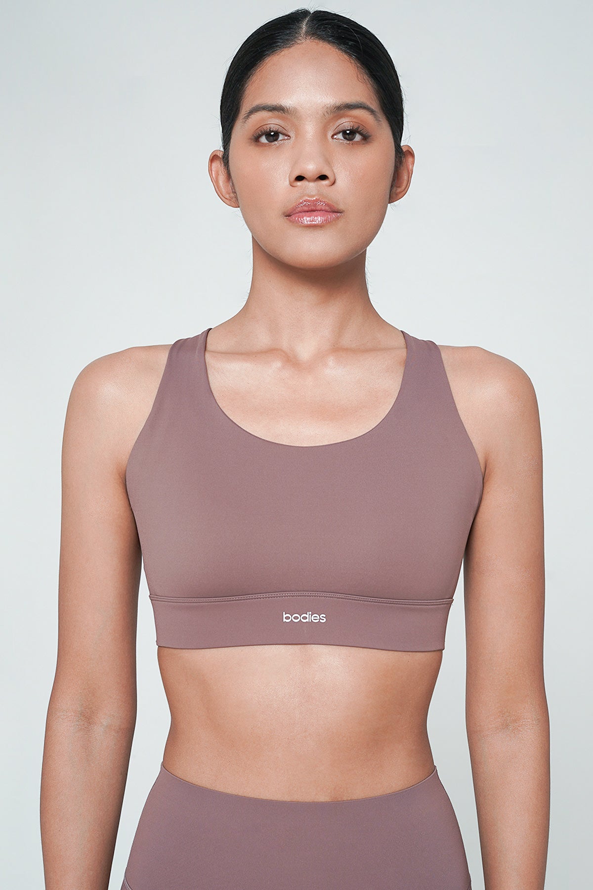 Split High Impact Bra in Raisin