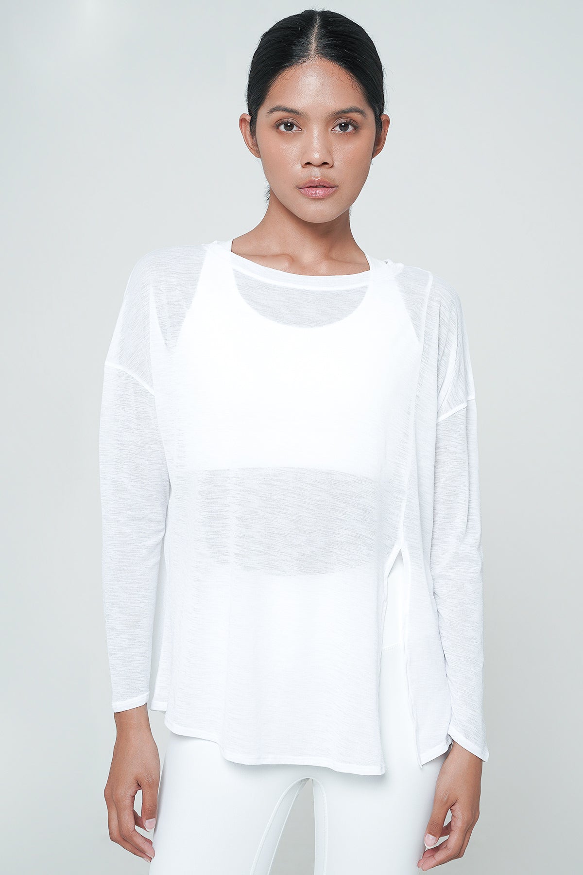 Frequency Long Sleeve Top in White