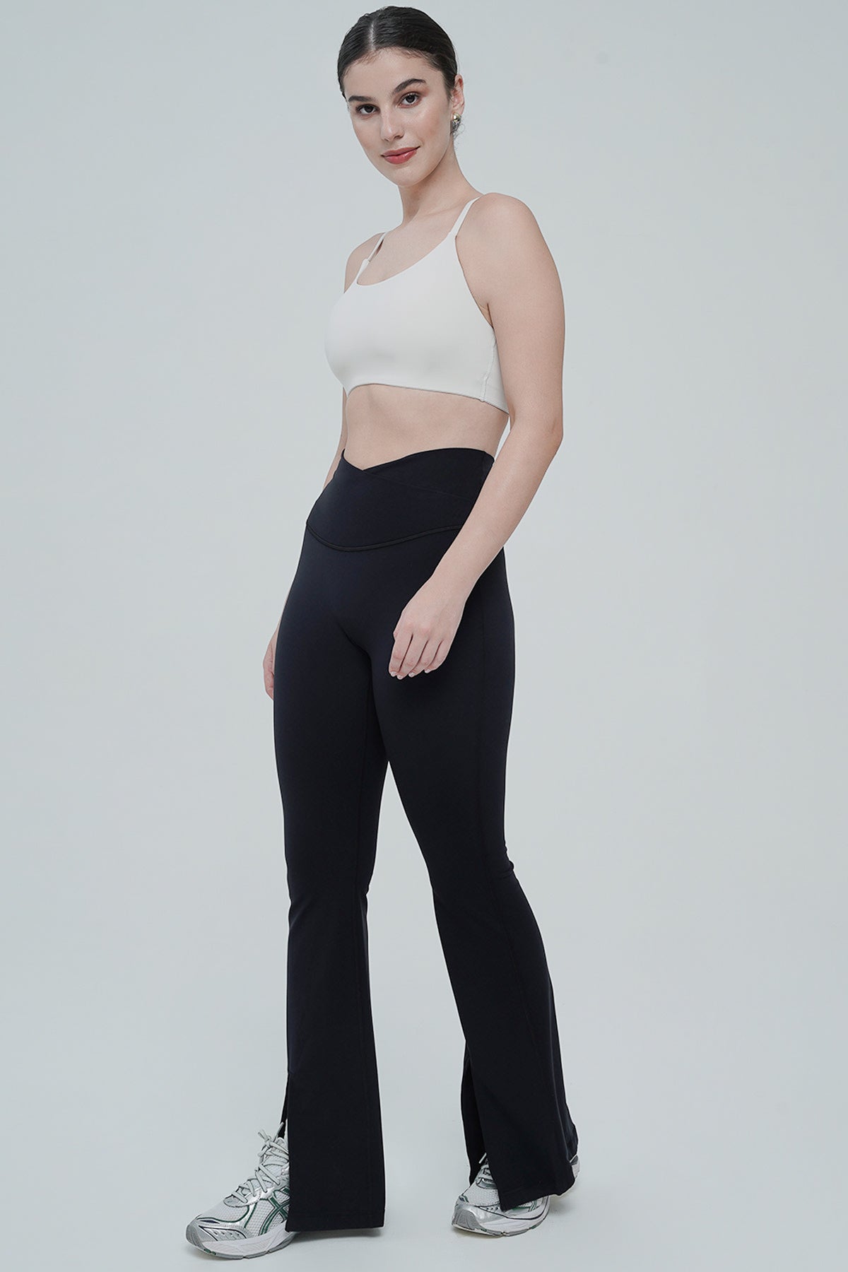 Ideal Slit Flare Pants in Black