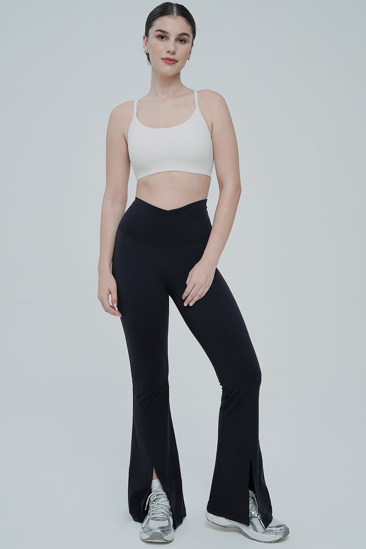 Ideal Slit Flare Pants in Black