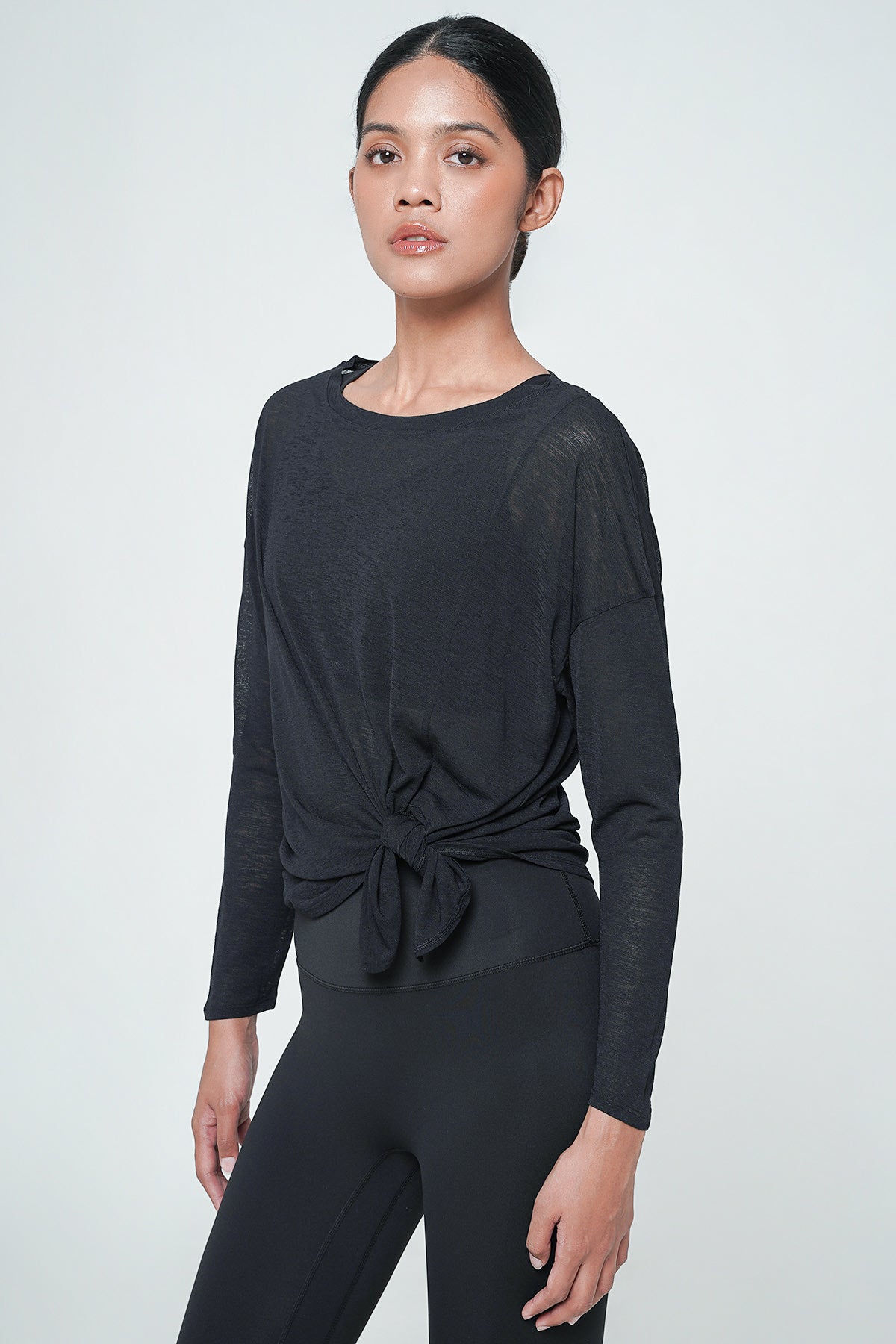 Frequency Long Sleeve Top in Black