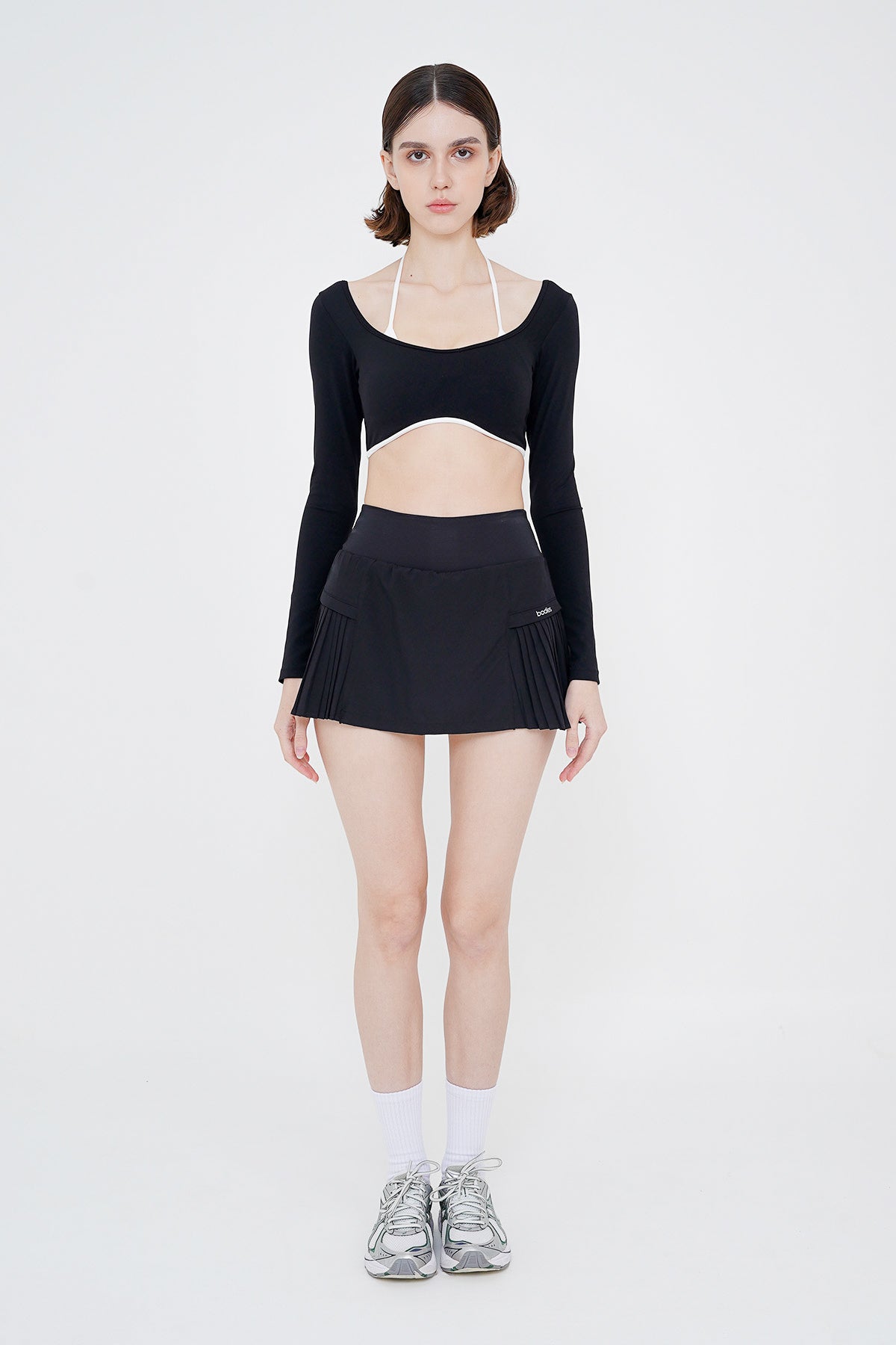 Sleek Long Sleeve Bra Top in Black - Restock