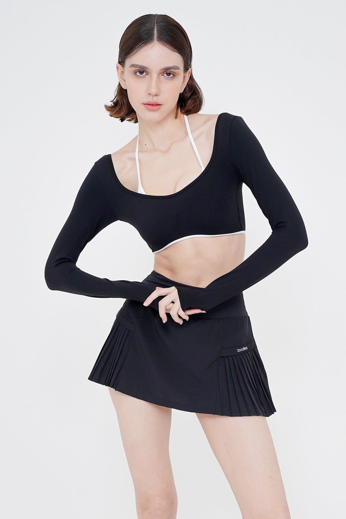 Sleek Long Sleeve Bra Top in Black - Restock