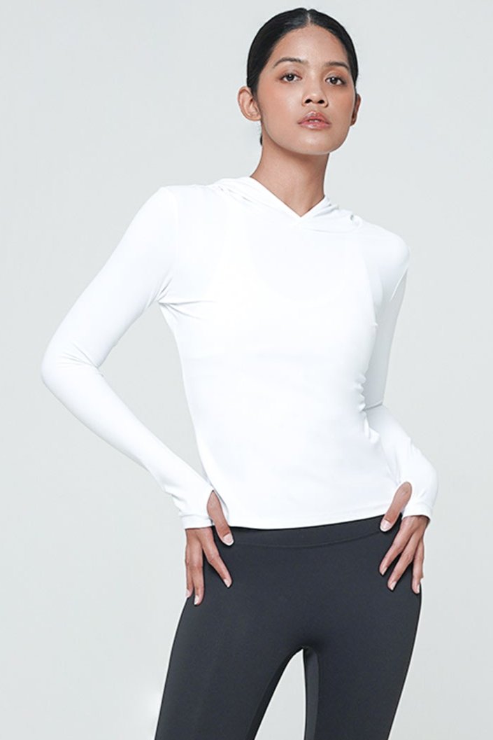 Fond Hoodie Sleeve Top in White