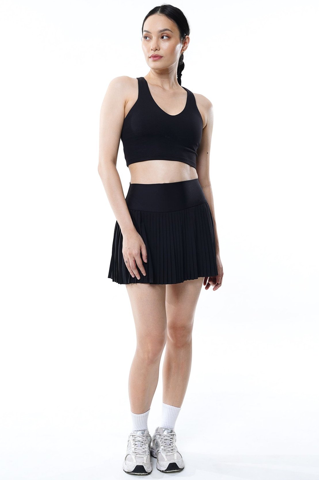 Lavish Pleated Tennis Skirt in Black - Restock