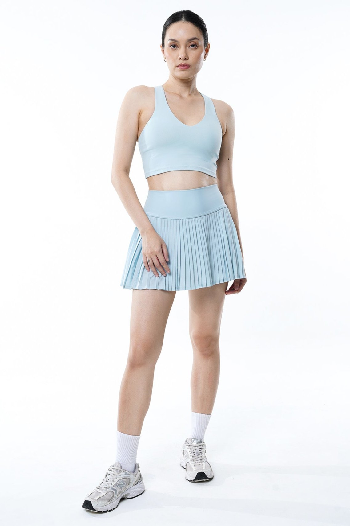 Lavish Pleated Tennis Skirt in Ice Blue