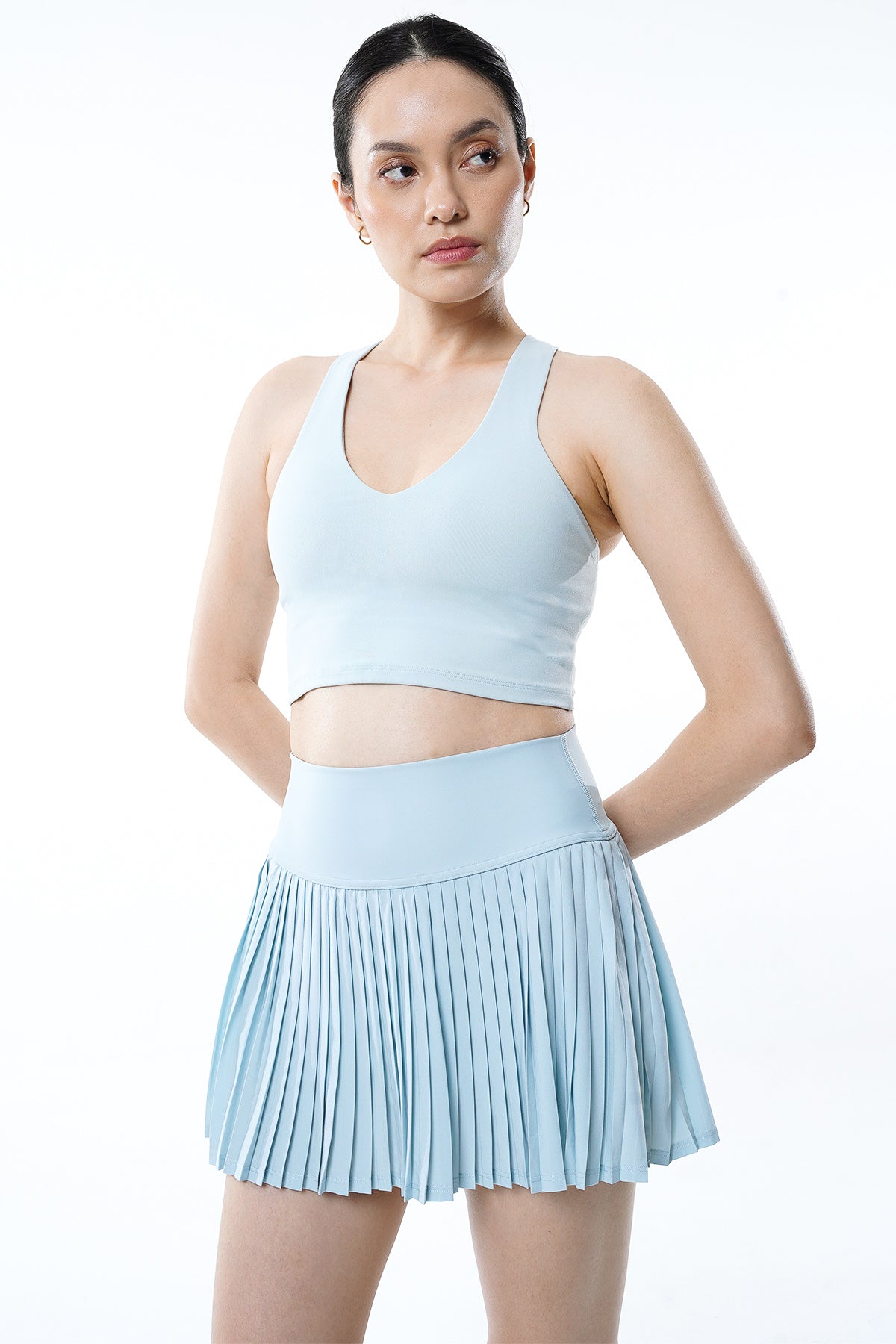 Lavish Pleated Tennis Skirt in Ice Blue