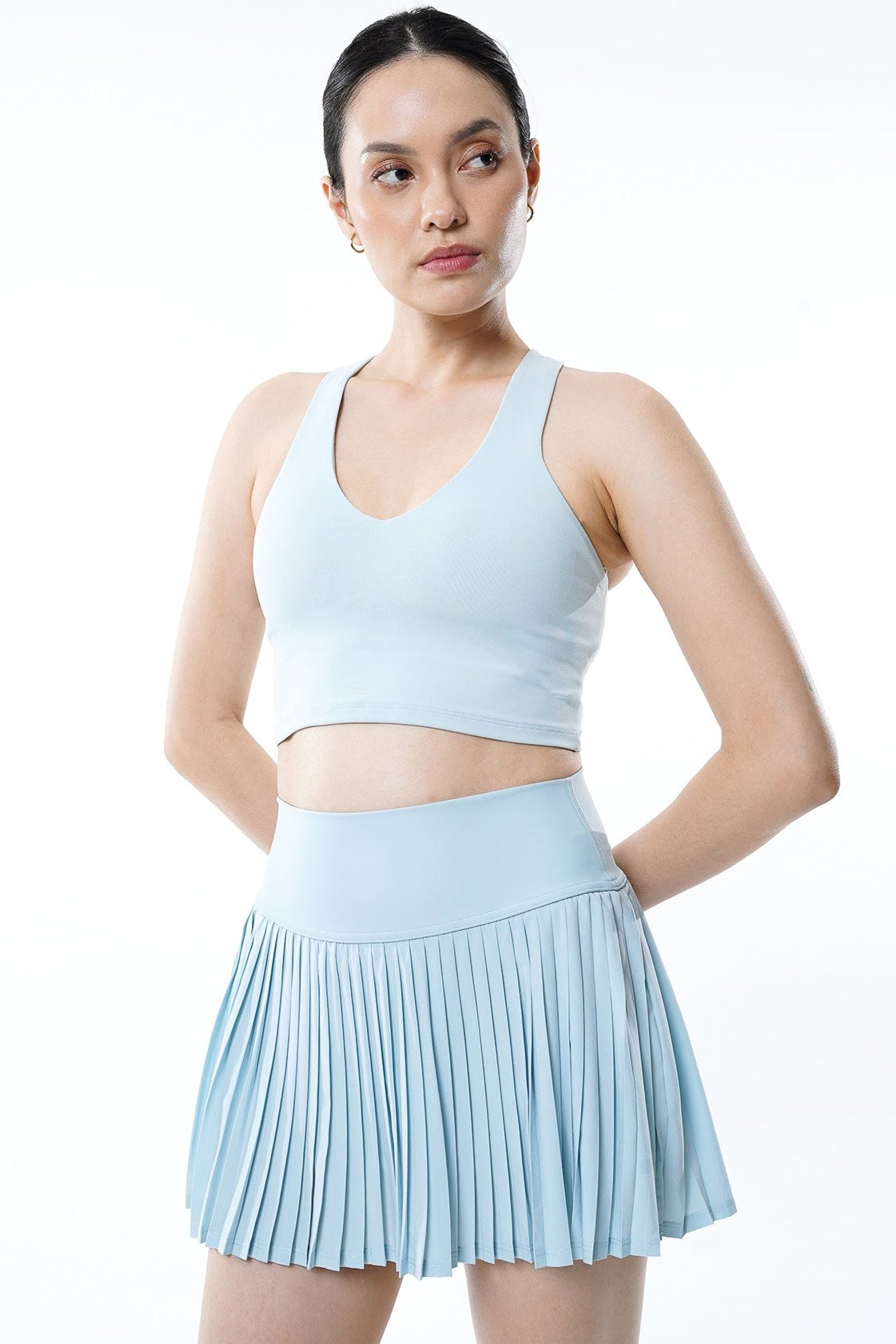 Lavish Pleated Tennis Skirt in Ice Blue