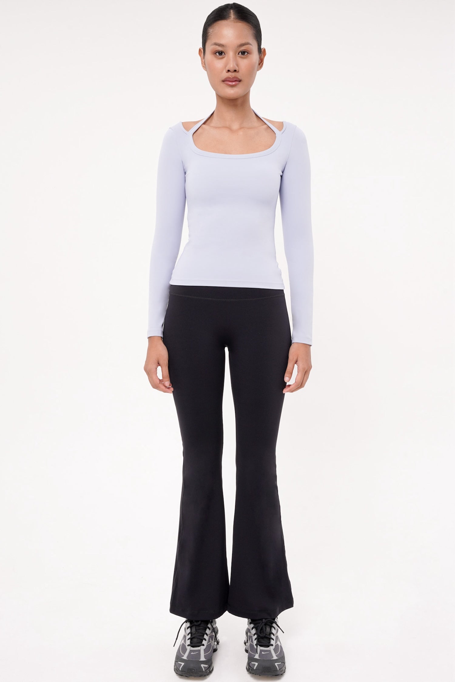 Solace Long Sleeve Bra Top in Sky Blue