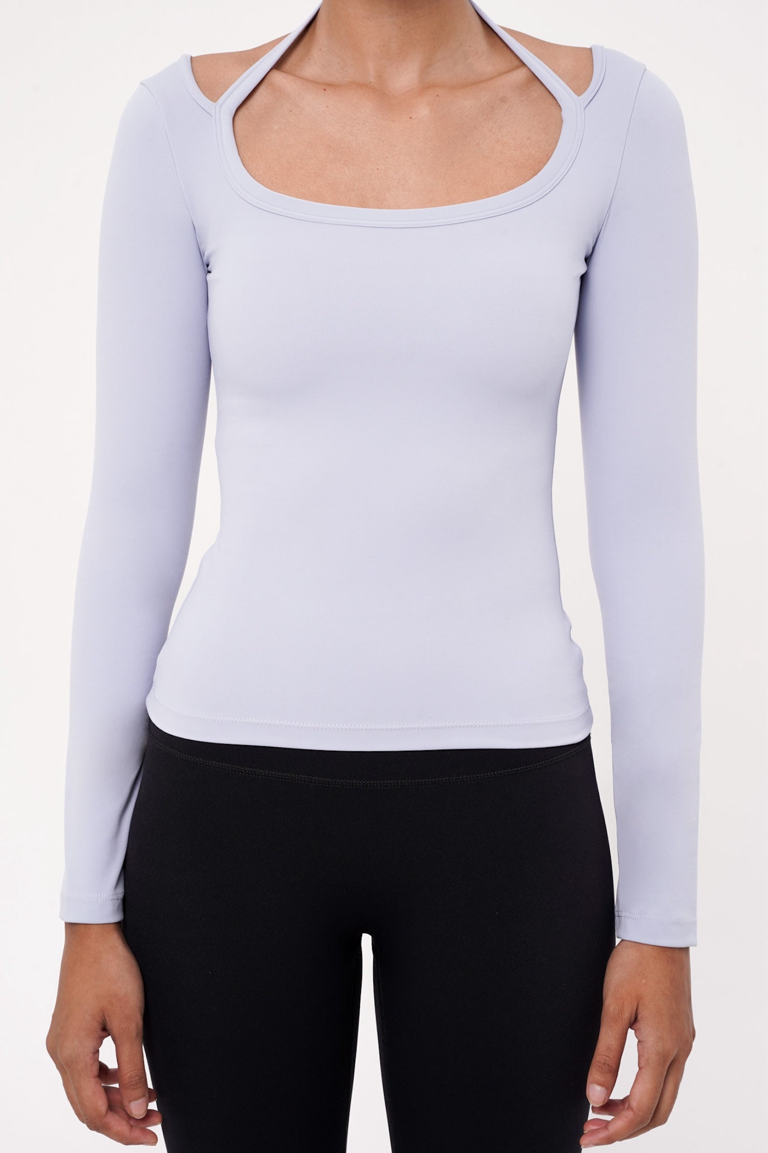 Solace Long Sleeve Bra Top in Sky Blue