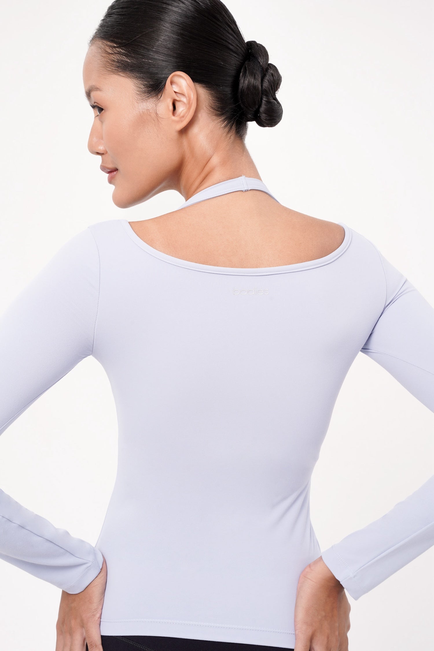 Solace Long Sleeve Bra Top in Sky Blue