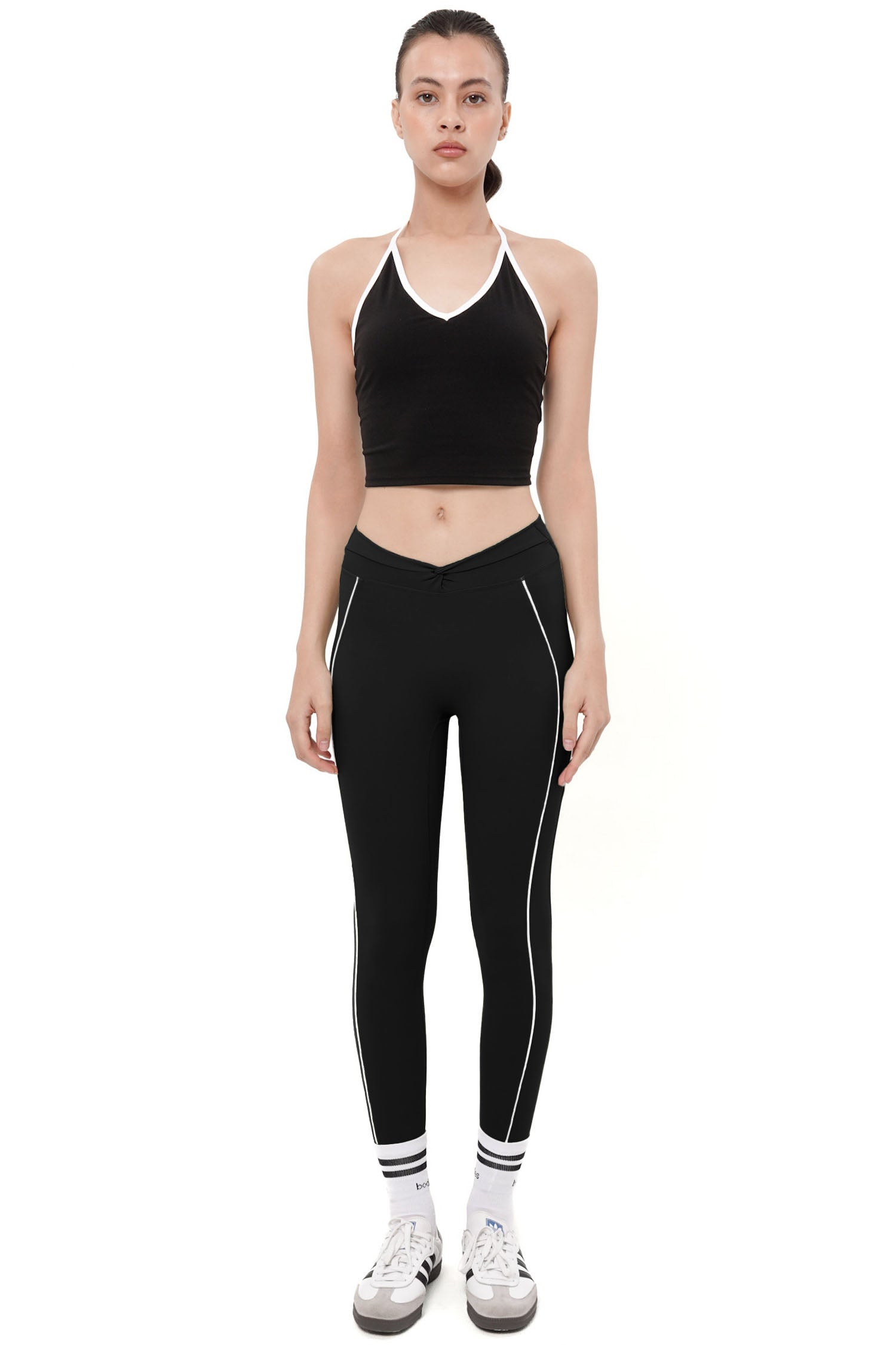 Firm Contrast Legging in Black