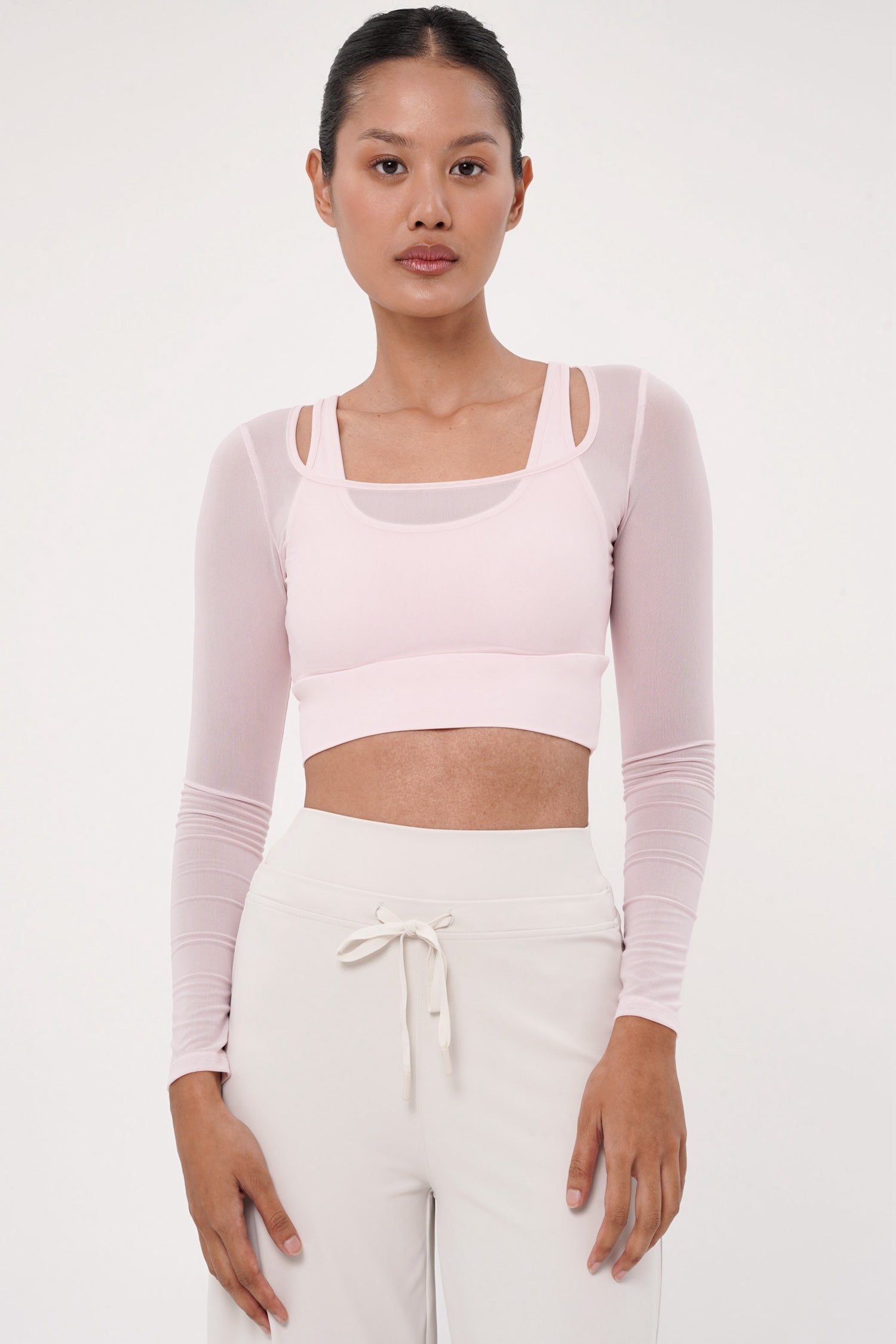 Rivera Long Sleeve Bra Top in Blush