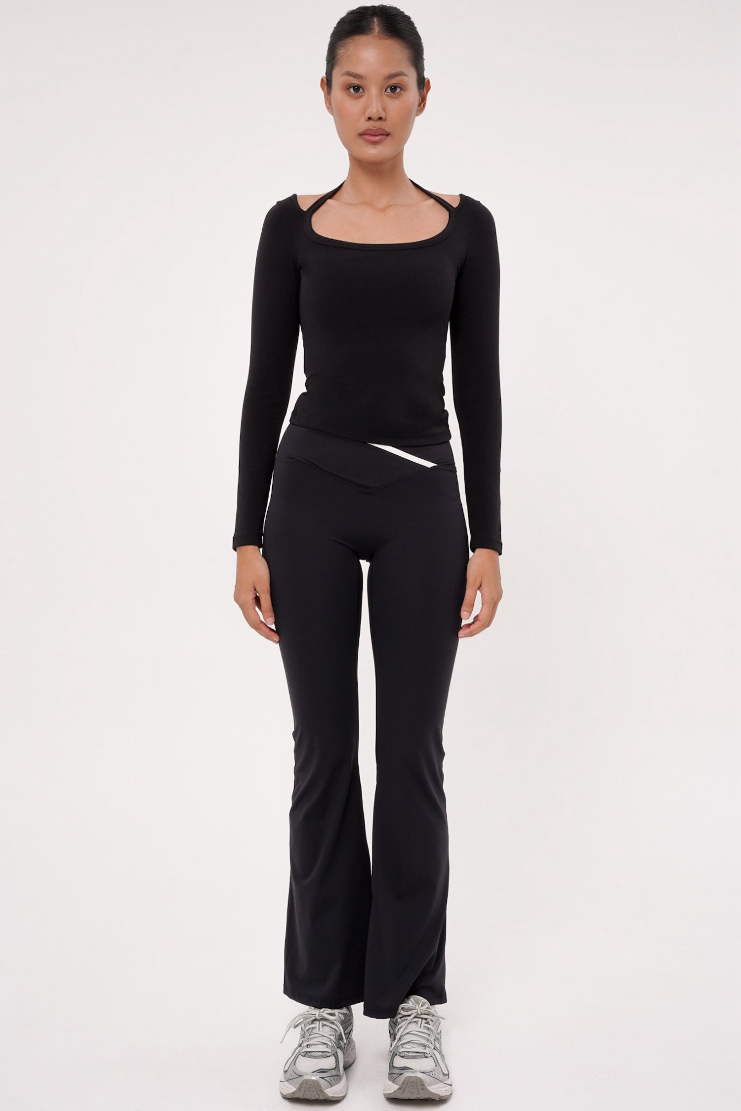 Solace Long Sleeve Bra Top in Black