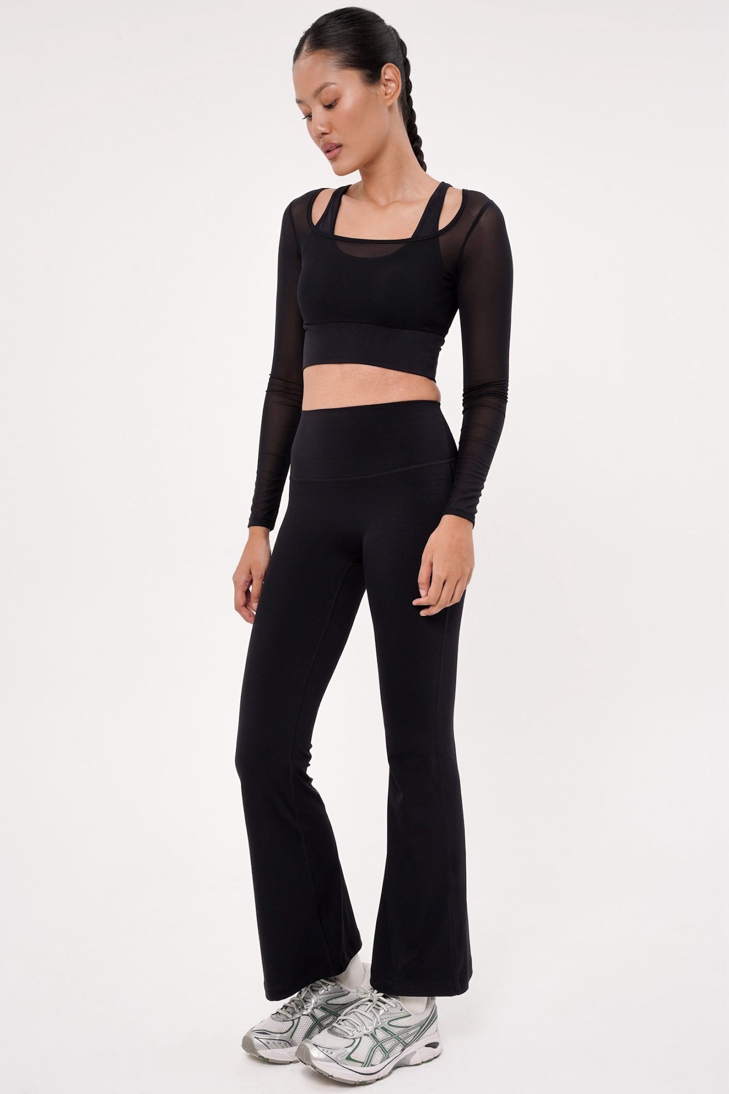 Rivera Long Sleeve Bra Top in Black