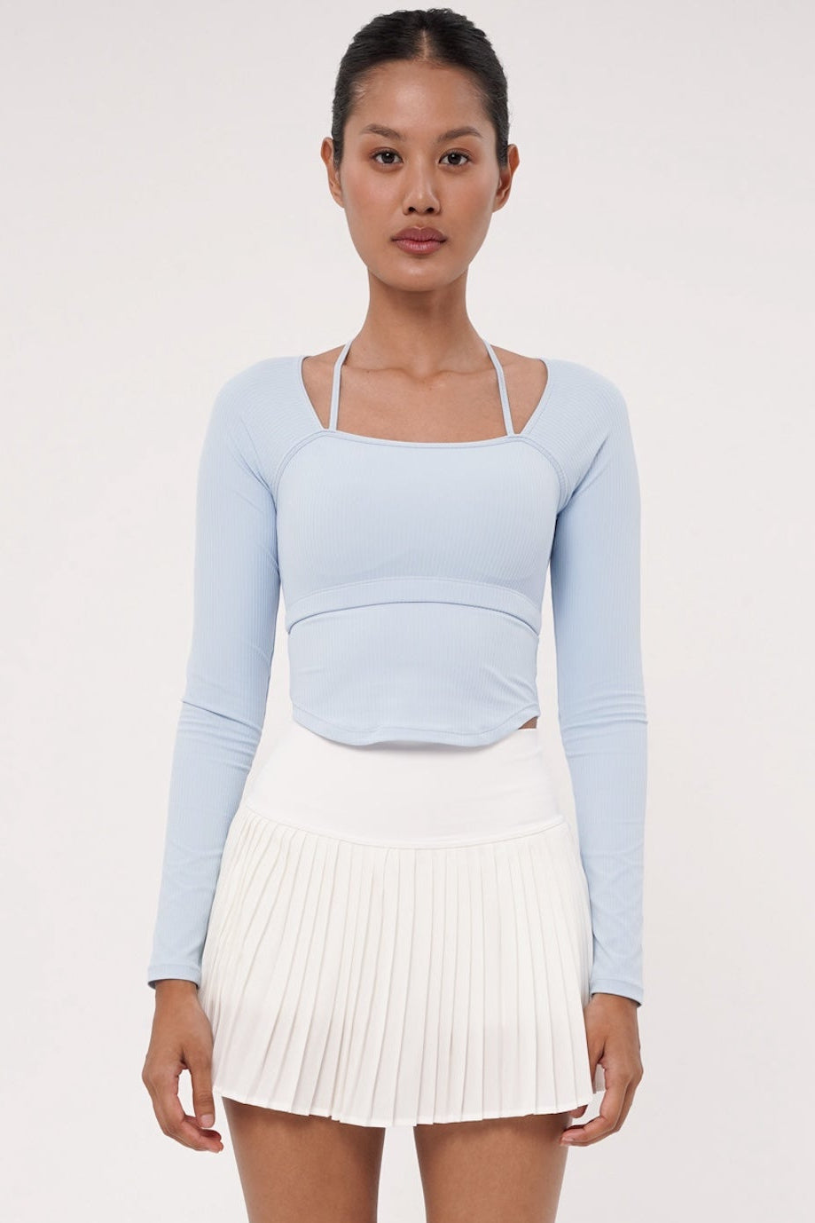 Nue Long Sleeve Bra Top in Baby Blue
